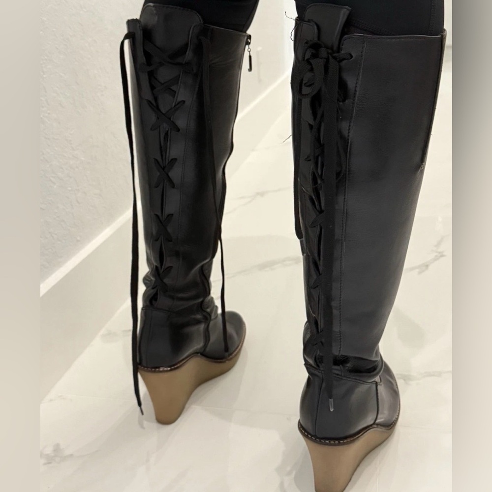 Juicy Couture Black Knee-High Wedge Boots - Picture 2 of 4
